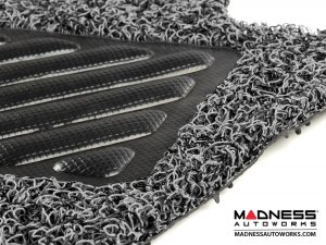 FIAT 124 Floor Mats - All Weather - Rubber Woven Carpet - Black + Grey